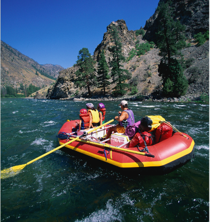 Raft on river