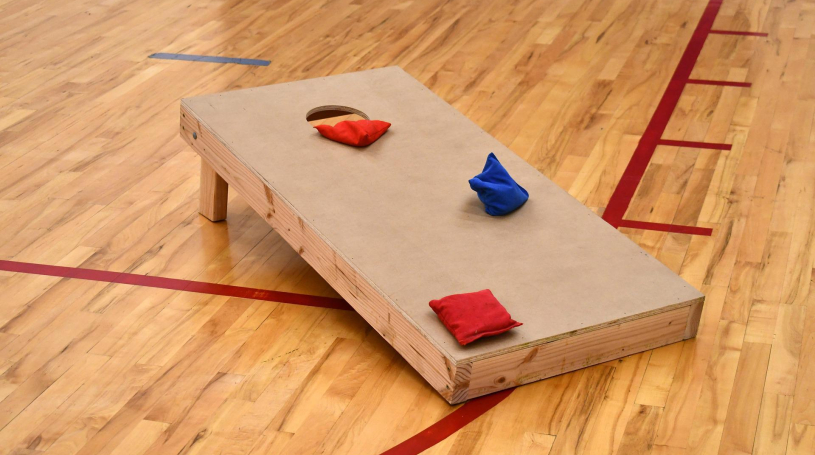 Cornhole board and bean bags